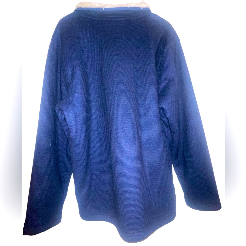 Orvis Sherpa Fleece Lined 1/4 Zip Pullover with Pockets Blue & White Size Large - Picture 8 of 12